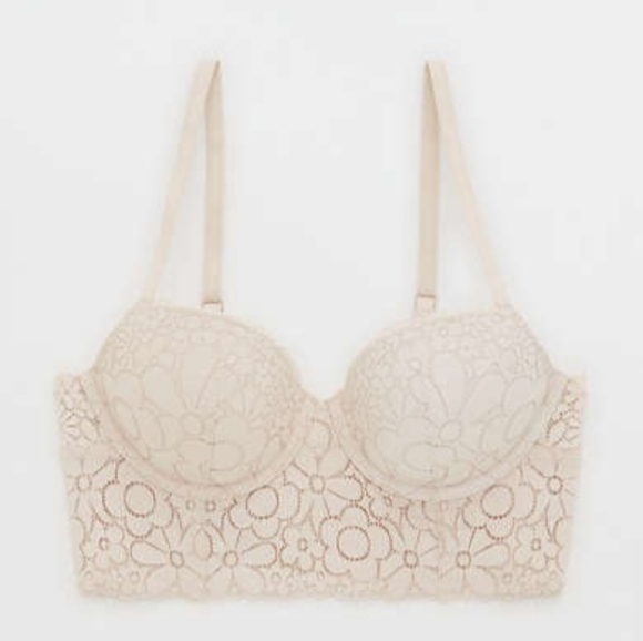 🌼AERIE REAL HAPPY DEMI LIGHTLY LINED CANDY LACE BRA SIZE 34B - Picture 3 of 7